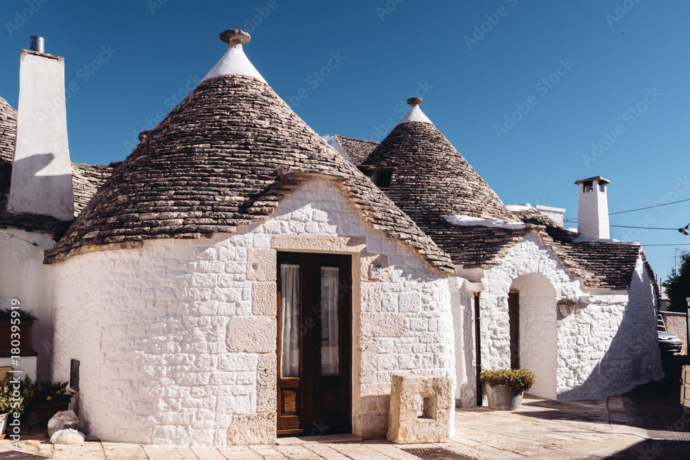 Alberobello typical Trullo houses made by volcanic stones