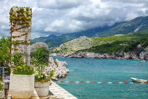 Adriatic seacoast, Przno beach, Milocer, Montenegro photo