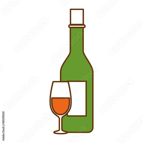 wine bottle with cup vector illustration design