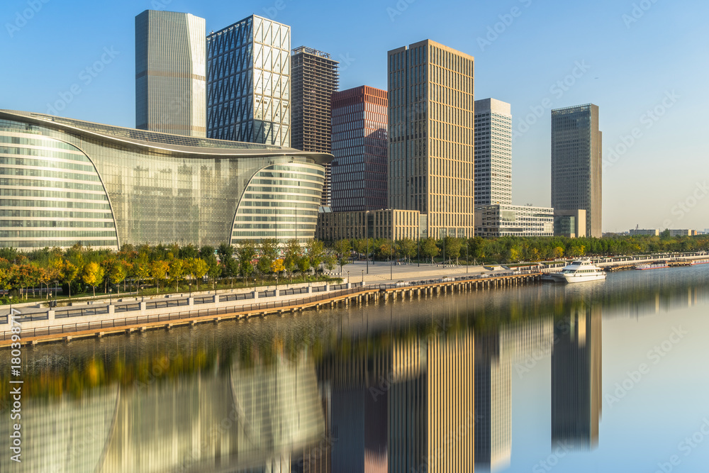 urban skyline and modern buildings at dusk, cityscape of China.. urban skyline and modern buildings at dusk, cityscape of China..