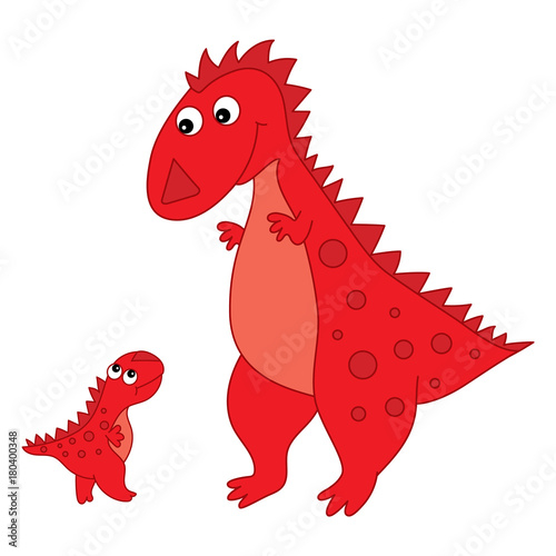 Vector cute Cartoon Dinosaur with Baby