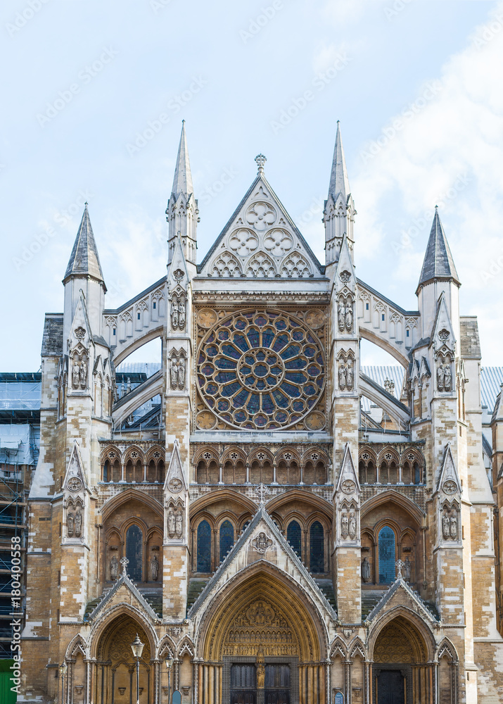 Westminster Abbey, London, England, side entrance to centre for coronation of British kings and Queens