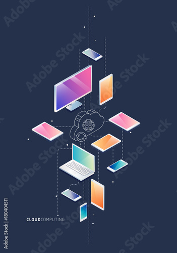 Isometric concept of cloud computing
