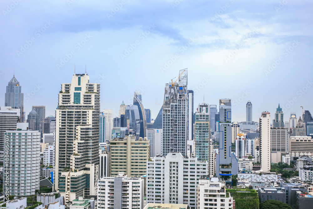 Bangkok city buildings Thailand with blue sky