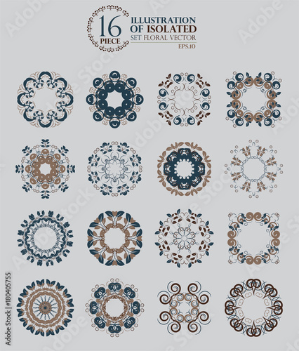 16 illustration of isolated set floral vector