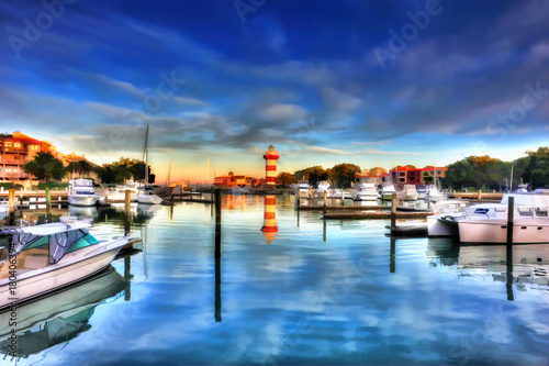 artistic rendering of light house at Harbour Town Hilton Head