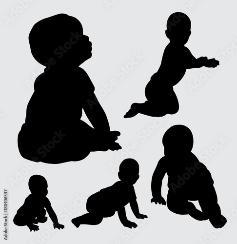 babies action silhouette, good use for symbol, web icon, mascot, logo, sign, sticker, or any design you want. Easy to use.
