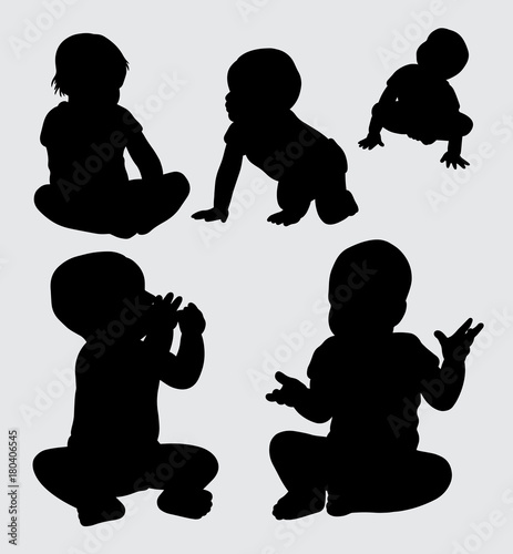babies action silhouette, good use for symbol, web icon, mascot, logo, sign, sticker, or any design you want. Easy to use.
