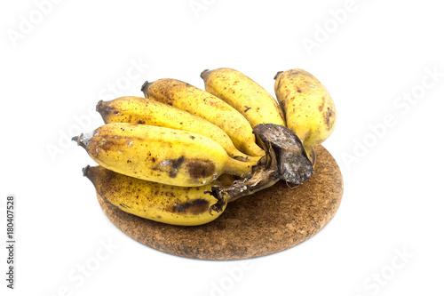 Banana with mold or fungi on the white background