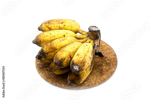 Banana with mold or fungi on the white background