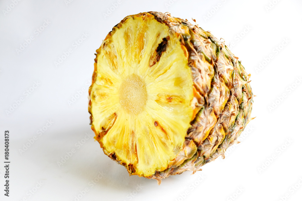 pineapple cut closeup photo isolate on white background pineapple cut closeup photo isolate on white background
