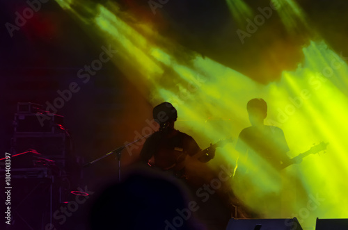 abstract blur concert singer and crowd.