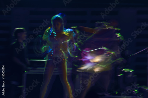 abstract blur concert singer and crowd.