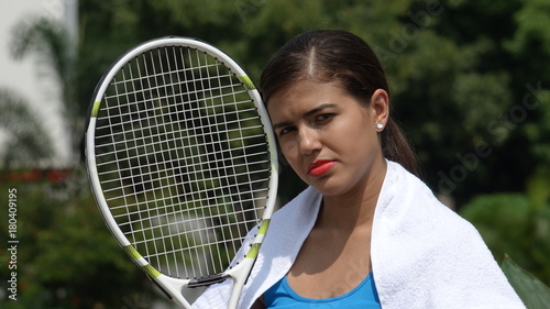 Sad Female Tennis Player And Losing © dtiberio
