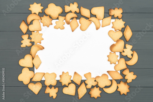 Gingerbread cookies on white background photo