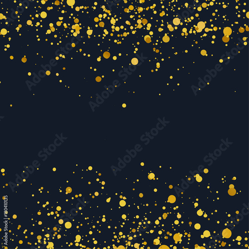 Golden foil metallic confetti falling over dark layout