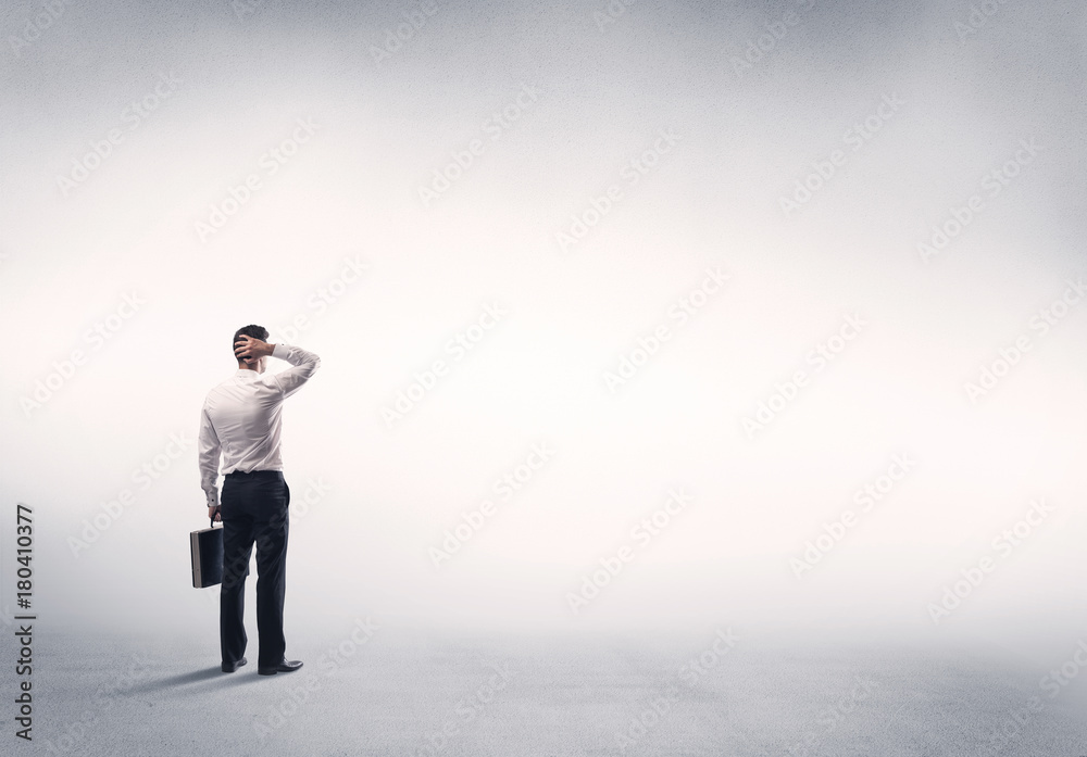 Sales person with empty white background Sales person with empty white background