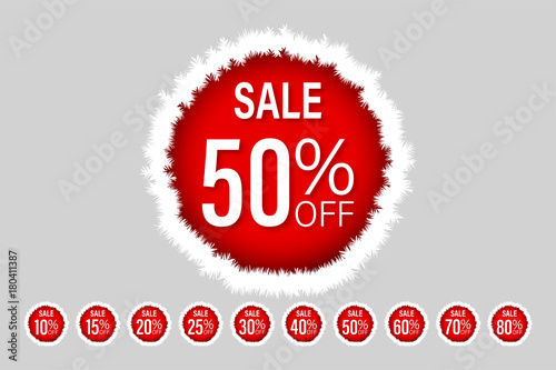 Christmas Discount price tag promotion holidays season. Winter sale template discount label set.