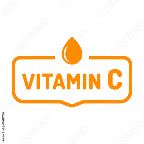 Vitamin C. Badge, icon vector design illustration on white background.