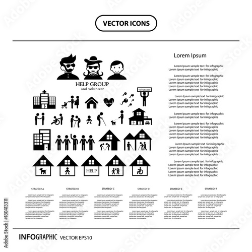 volunteer for non profit social service info graphic icon