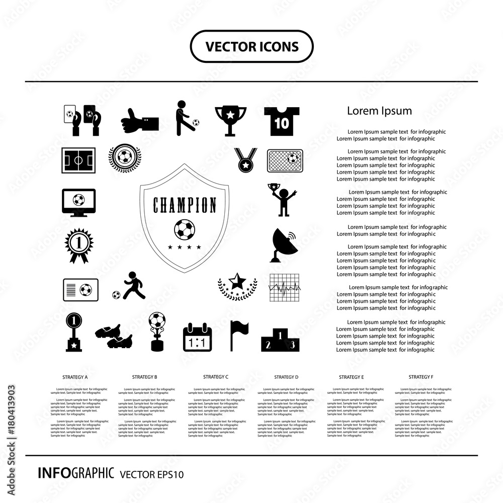 Obraz premium champion football vector icon set
