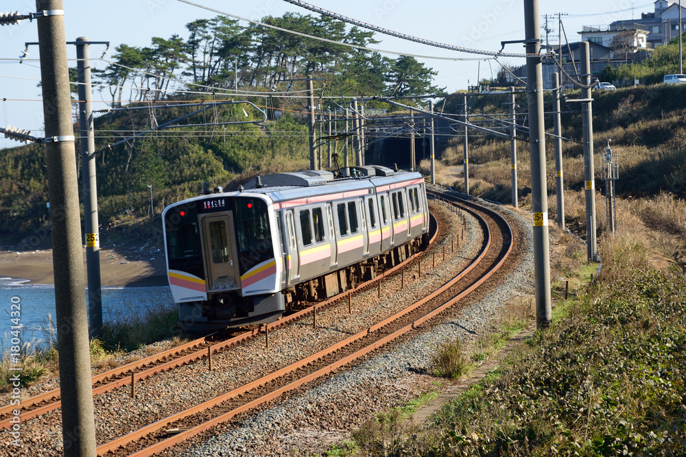 Naklejka premium 信越本線を走る電車