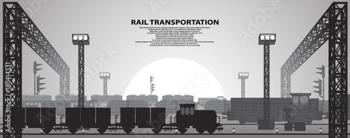 Poster with illustrations of railway subjects