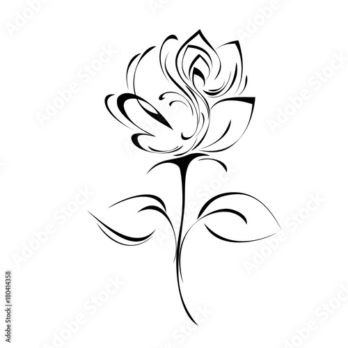 ornament 176. stylized flower in black lines on a white background