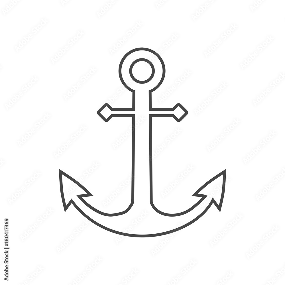 Vector anchor icon, Ship anchor or boat anchor flat icon Stock Vector