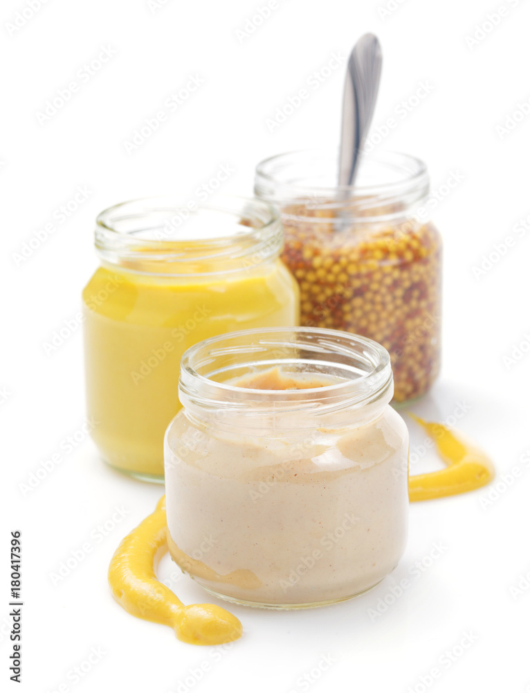 mustard sauce collection on white mustard sauce collection on white