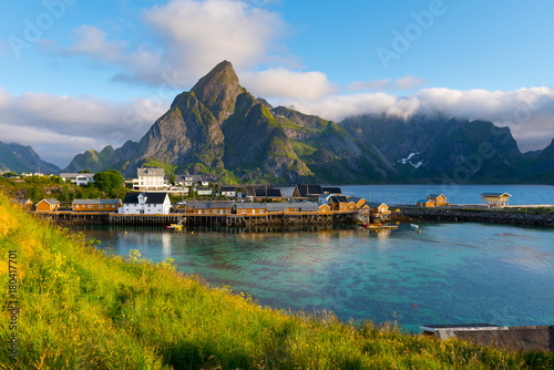 Lofoten is an archipelago in the county of Nordland  Norway. Is known for a distinctive scenery with dramatic mountains and peaks  open sea and sheltered bays  beaches and untouched lands.