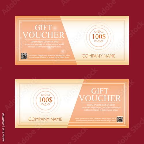 gift voucher 100 dollars, special present, two text labels, vector
