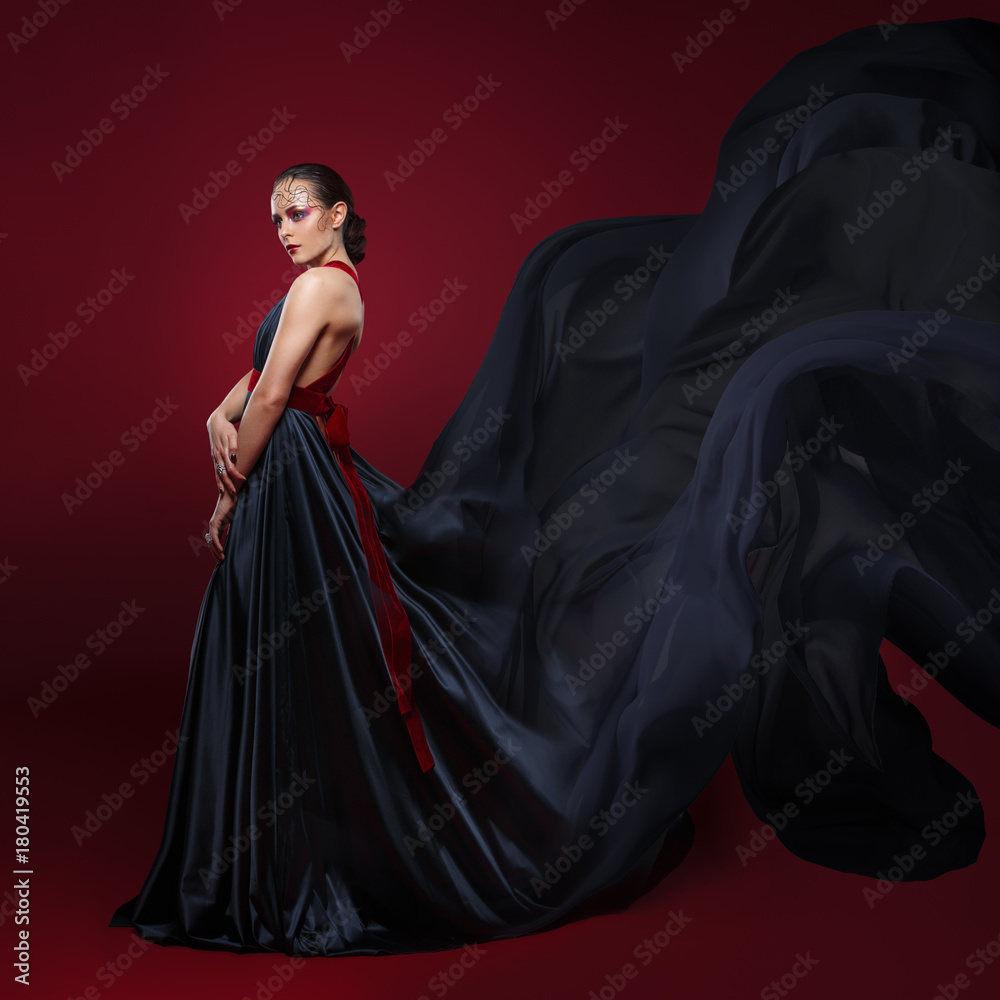 beautiful woman in flying silk dress beautiful woman in flying silk dress