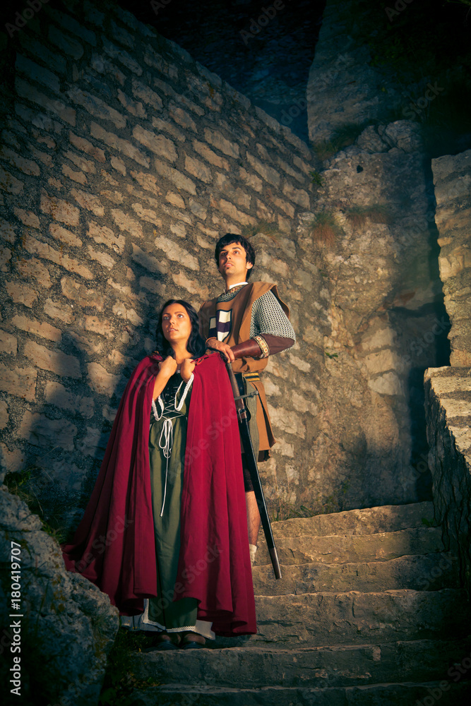 Medieval Couple With Fortress