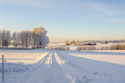 Winter road with snow in the countryside © Lars Johansson