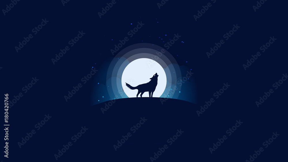 Wolf Howls At Moon Background 