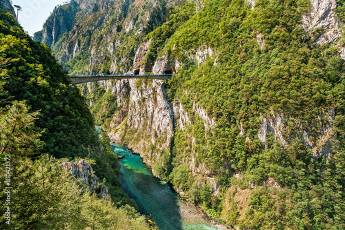 Bridge is above the Piva river in Montenegro