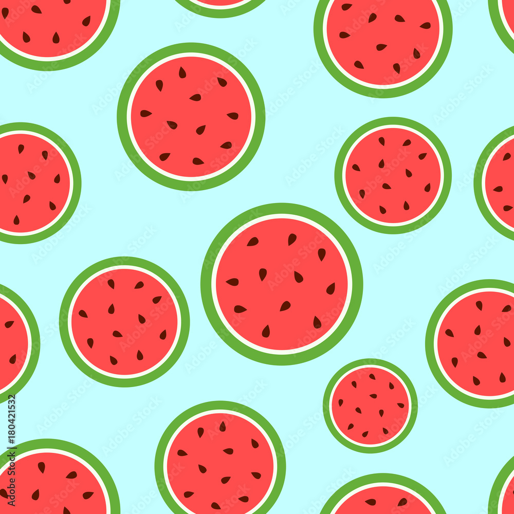 Watermelon seamless pattern background icon. Business flat vector illustration. Juicy ripe watermelon fruit sign symbol pattern. Watermelon seamless pattern background icon. Business flat vector illustration. Juicy ripe watermelon fruit sign symbol pattern.
