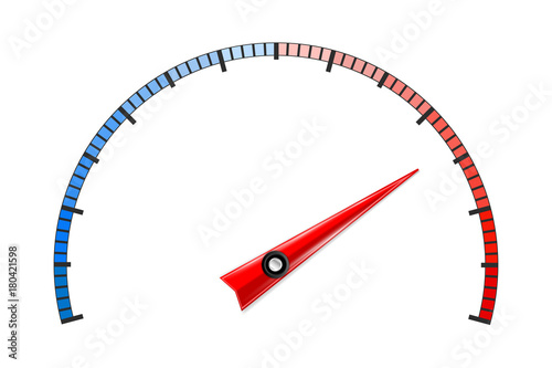 Fotografia Universal gage scale. Red and blue semi circle