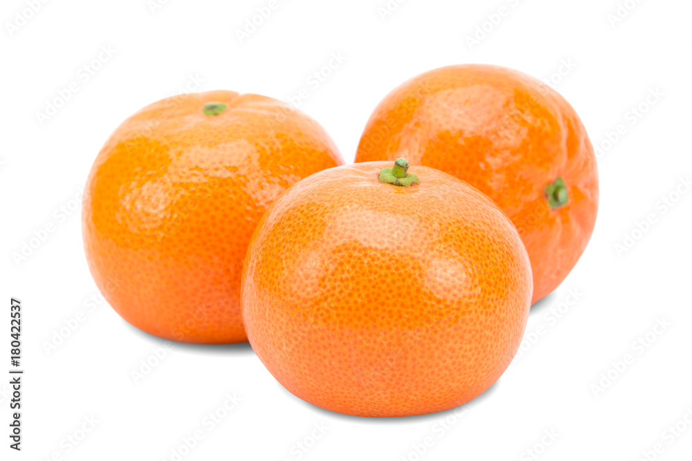 Three ripe mandarins on a white background Three ripe mandarins on a white background