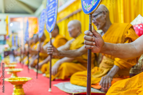 Thai monk pray for religious ceremony in buddhist