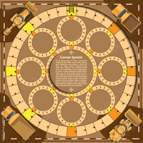 Ore extraction in the mine. Board game. Vector design for app game user interface.