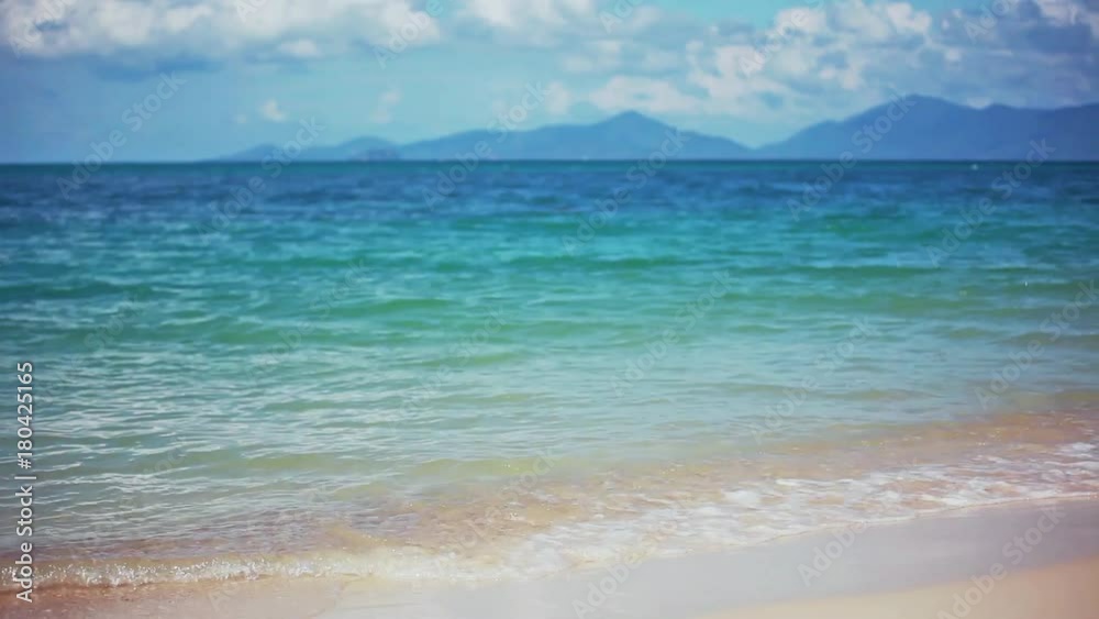 Waves crashing gently on quiet sandy beach in Koh Samui. 1920x1080 Waves crashing gently on quiet sandy beach in Koh Samui. 1920x1080