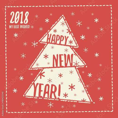 New year greeting card. Christmas greeting card. Vector illustration.