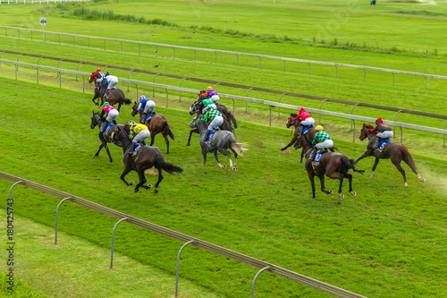 Horses Race Jockeys Overhead Running Action © ChrisVanLennepPhoto