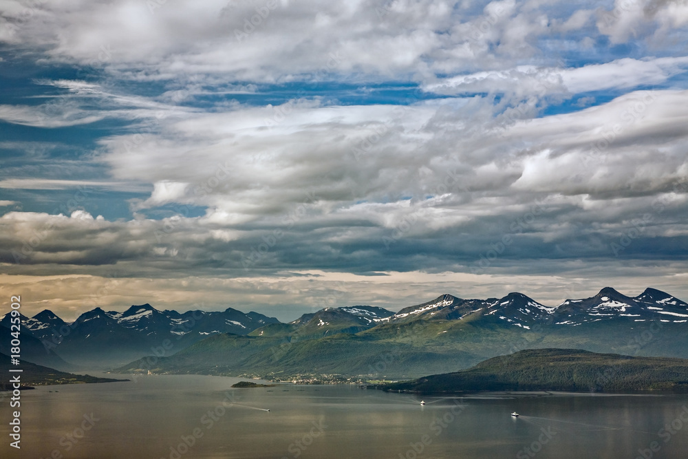 Cloudscape over the mountains in Molde, Norway