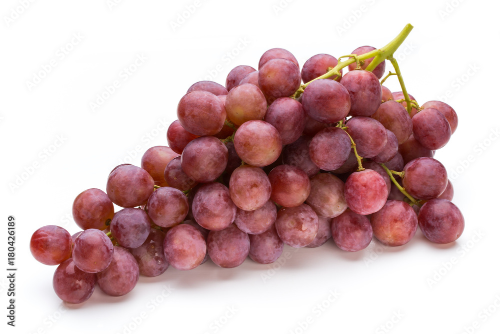 Ripe red grape isolated on white.