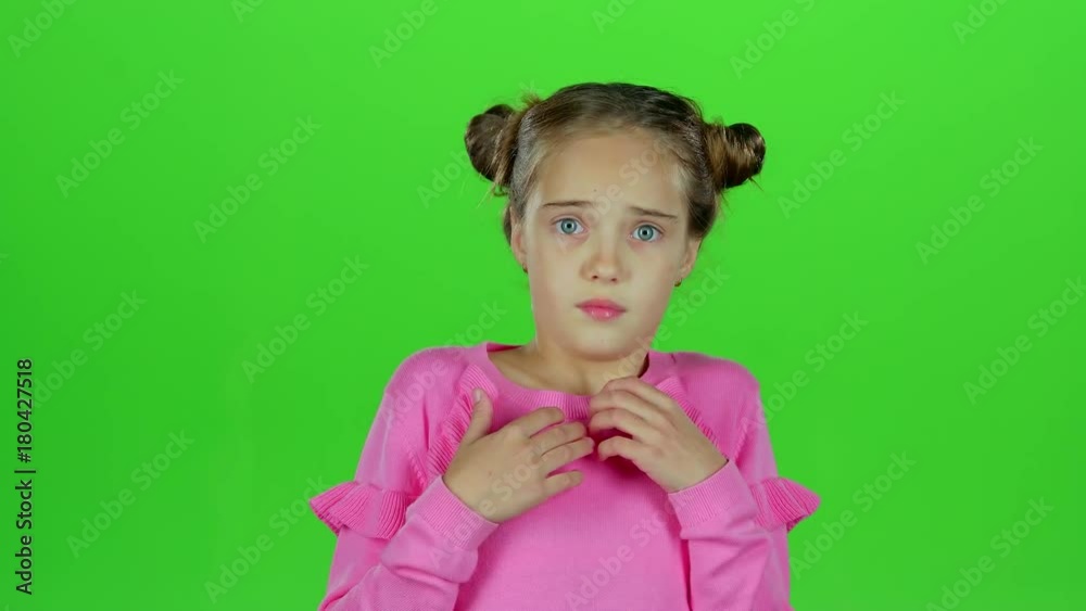 Baby is surprised from what he saw. Green screen. Slow motion Baby is surprised from what he saw. Green screen. Slow motion
