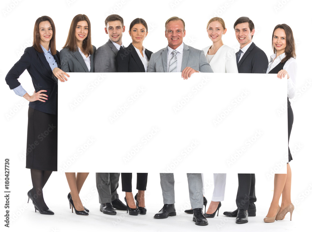Business people holding a banner Business people holding a banner