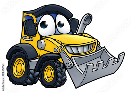 Cartoon Character Digger Bulldozer